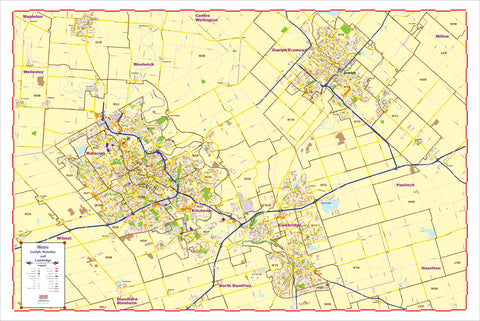 ProGeo City Maps - Metro Guelph, Cambridge, Kitchener, Ontario with ZIP CODES Large  48" X 72  LAMINATED 2020 EDITION