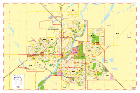 Map of Saskatoon - Large and laminated New 2021 Edition with Postal Codes