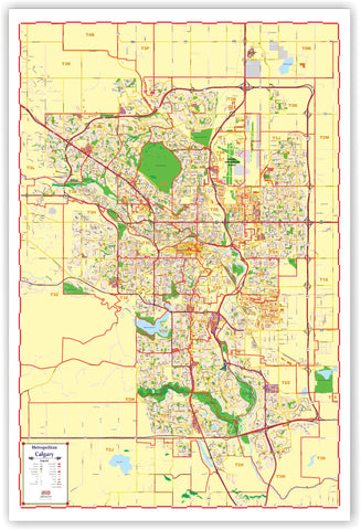 ProGeo Metro Calgary Marketing Map laminated with with Postal Codes