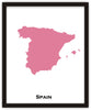 Minimalist Map Print of Spain 16 x 20  Amaranth Pink