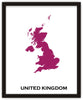 Minimalist Map Print of United Kingdom 16 x 20  Color: Plum Jam