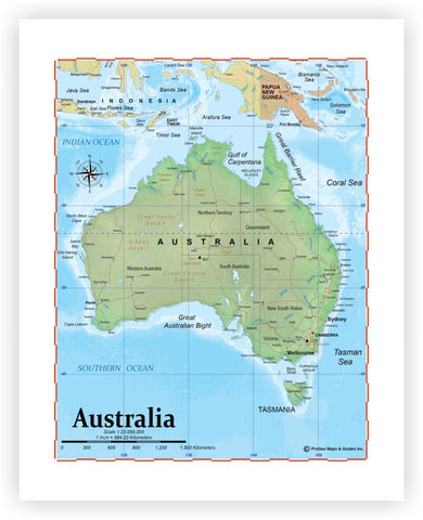 Map of Australia 8 x 10 Print