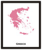 Minimalist Map Print of Greece 16 x 20  Pink