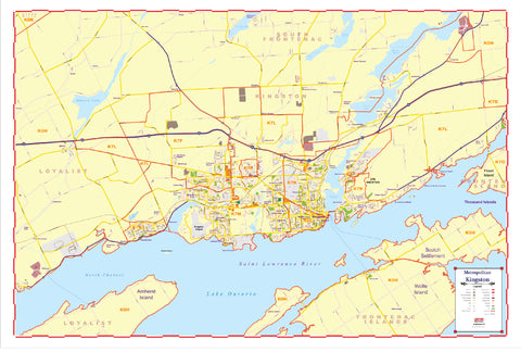 Map of Kingston Ontario - Large and laminated New 2021 Edition with Postal Codes