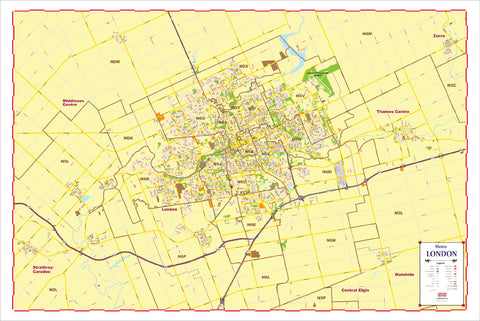ProGeo Region Maps - Greater London Region with ZIP CODES Large  48" X 72  LAMINATED 2020 EDITION
