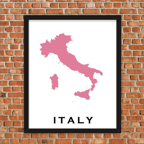 Minimalist Map Print of Italy 16 x 20  Pink