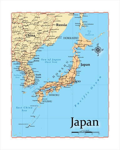 Map of Japan 8 x 10 Print