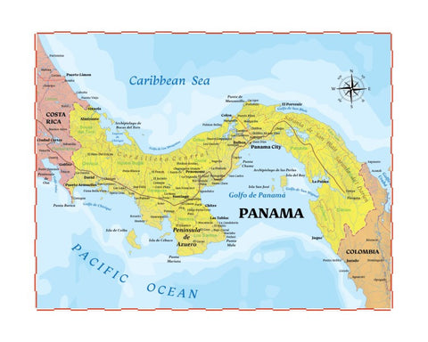 Map of Panama 8 x 10 Print