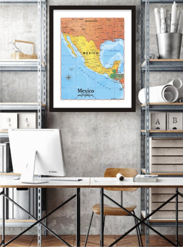 ProGeo Map of Mexico 8 x 10 Print or framed