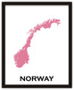 Minimalist Map Print of Norway 16 x 20  Amaranth Pink