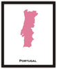 Minimalist Map Print of Portugal 16 x 20  Pink