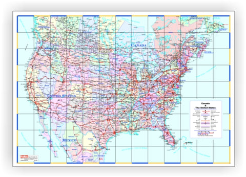 Large Laminated map of Canada and the United States Wall Map