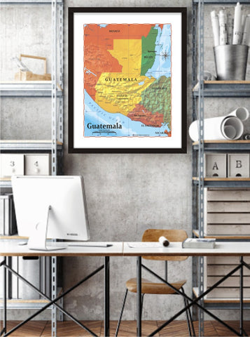 Map of Guatemala 8 x 10 Print