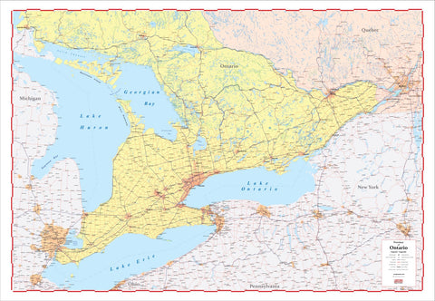 ProGeo Map of Southern Ontario 2021 Edition Laminated Large 48" x 72"