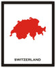 Minimalist Map Print of Switzerland 16 x 20  Carnival Red