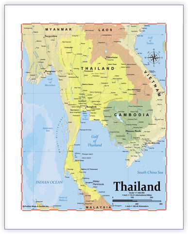 Map of Thailand 8 x 10 Print