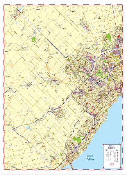 ProGeo West of Toronto Marketing Map laminated with with Postal Codes ...