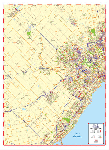 ProGeo West of Toronto Marketing Map laminated with with Postal Codes